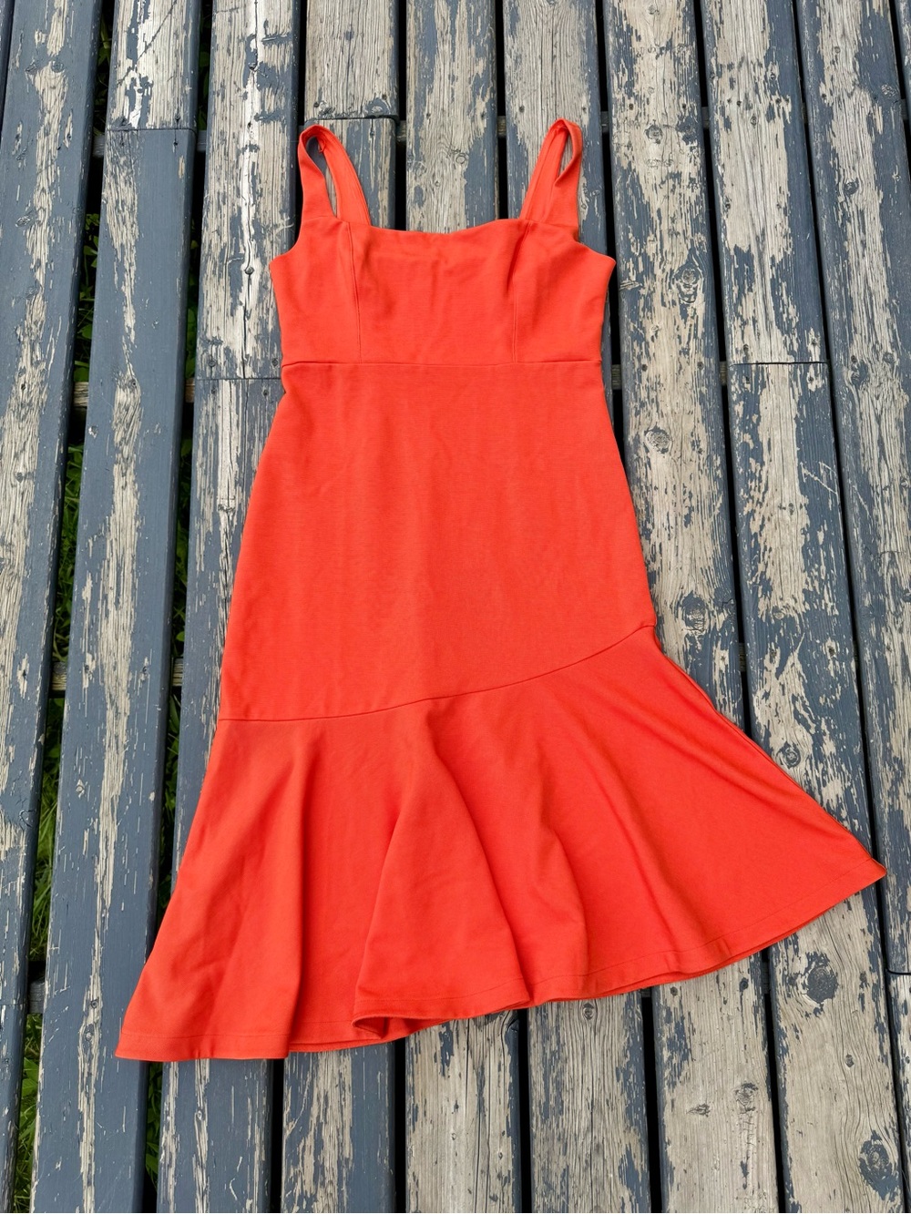 Anthropologie Bright Orange Sleeveless Flared Midi Dress